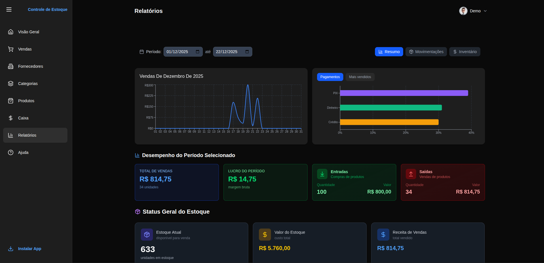Controle Estoque - Sistema FullStack para controle de produtos e clientes.